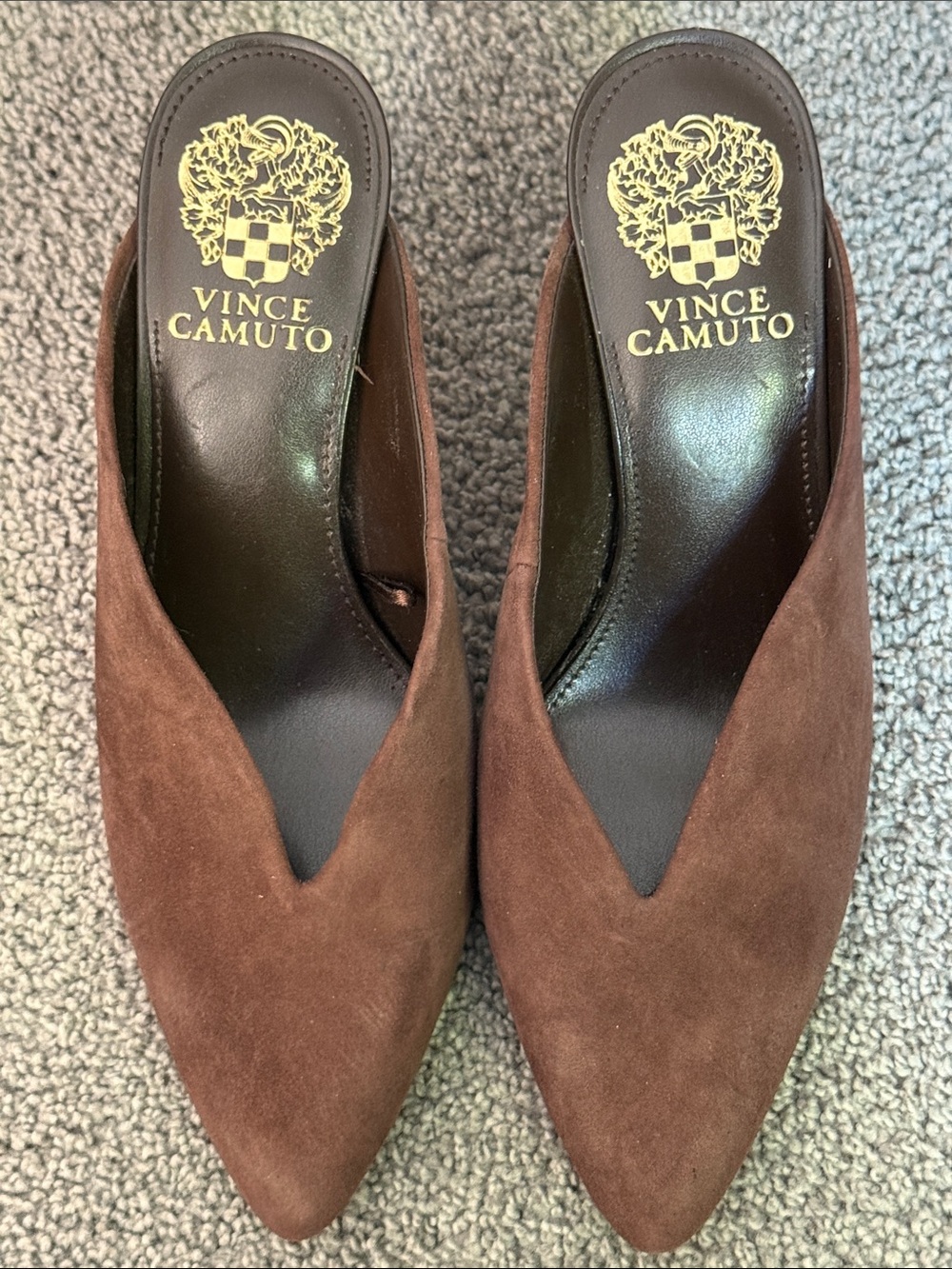 Vince Camuto Brown Suede Pointed Toe Slip-On Heels. 3โ Heels! NWOT. Size 6.5M